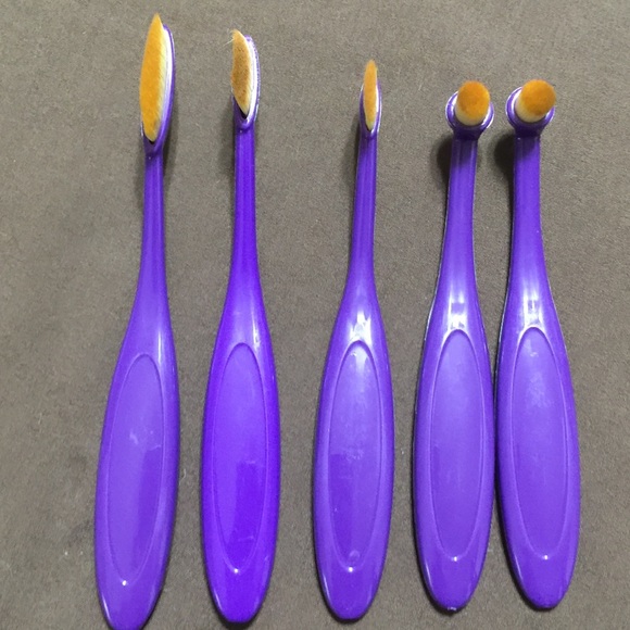 10 PC Oval Purple Makeup Brush Set - Picture 5 of 8